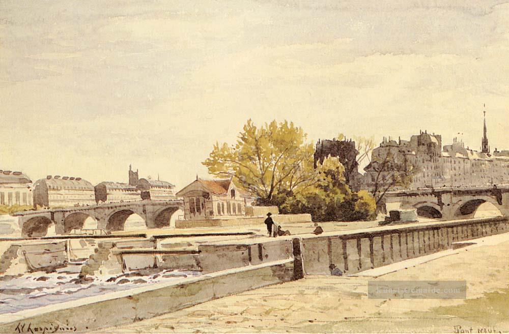 Pont Neuf Paris Barbizon Landschaft Henri Joseph Harpignies Ölgemälde